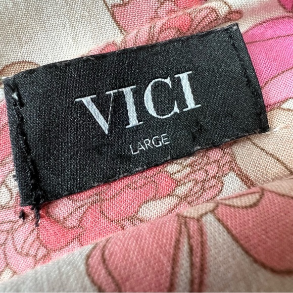 Vici Pink Floral V Neck Half Sleeve A-Line Long Maxi Dress Women’s Large - Picture 10 of 11